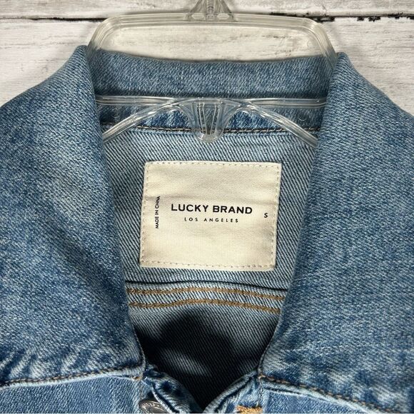 Lucky Brand Denim Cotton Stretch Jean Jacket Trucker Tomboy Pockets S - Picture 3 of 7